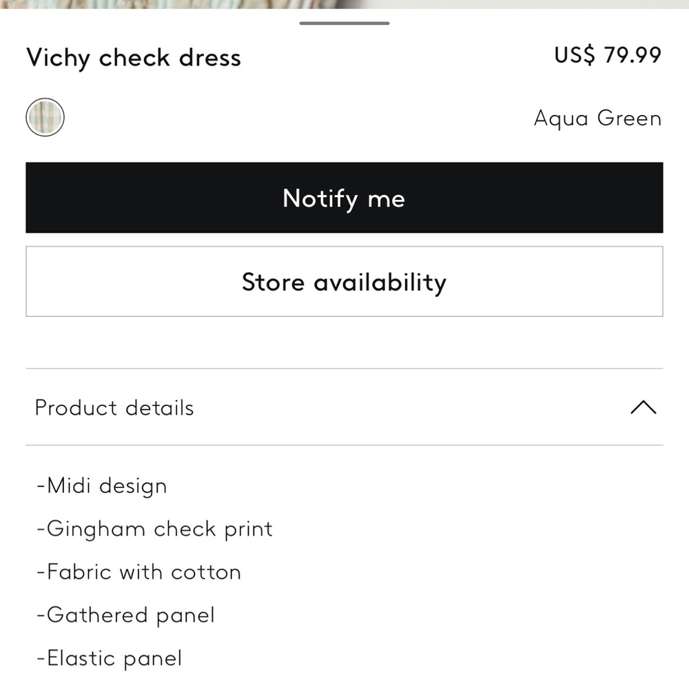 Mango Green and Cream Checkered Midi Dress - Picture 6 of 9